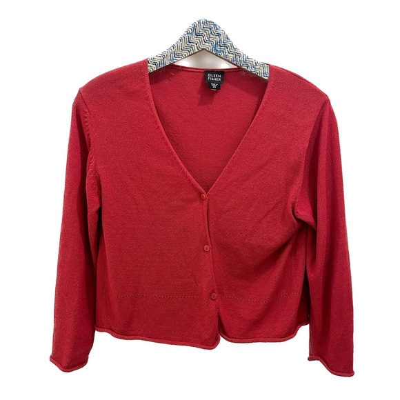 Vintage Eileen Fisher Cardigan red XS sweater - Picture 1 of 9